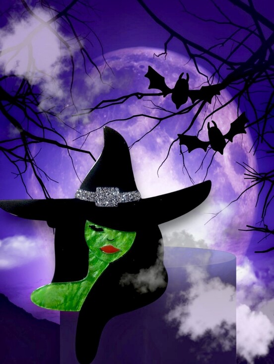Jewelry - Acrylic Witch Brooch